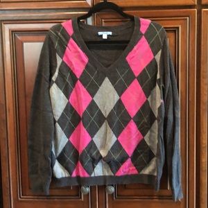 Grey and Pink 100% Cotton IZOD Sweater